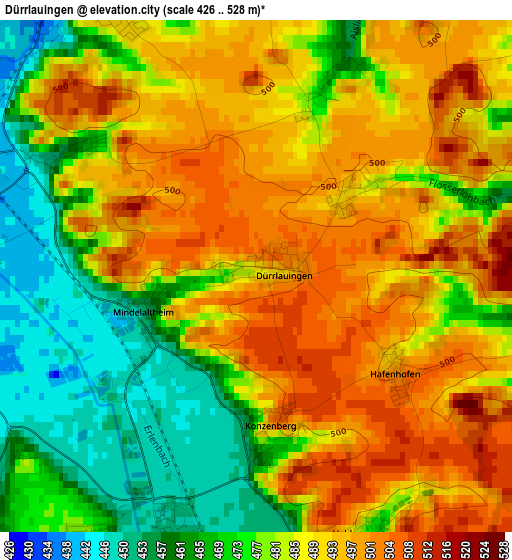 Dürrlauingen elevation map