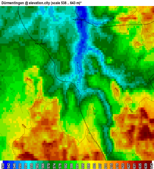 Dürmentingen elevation map