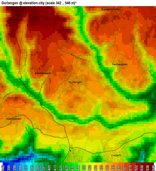 Durlangen elevation map