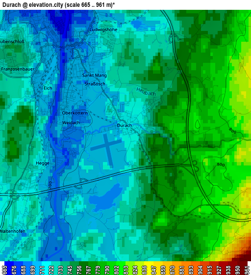 Durach elevation map