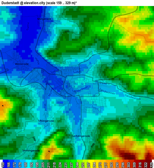 Duderstadt elevation map