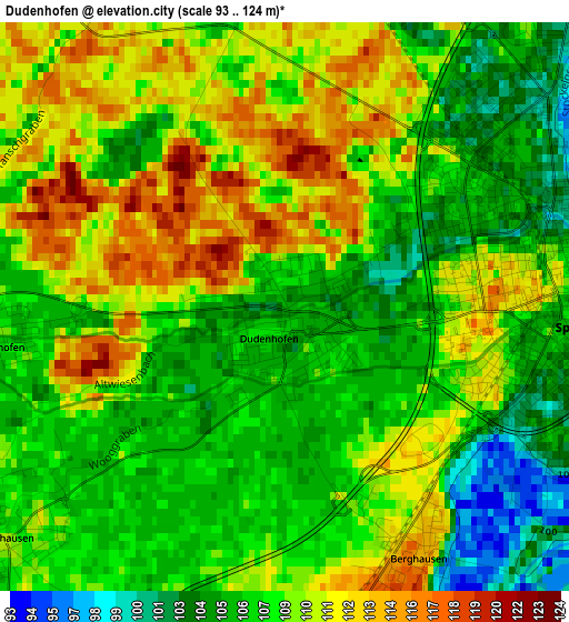 Dudenhofen elevation map