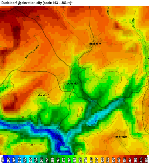 Dudeldorf elevation map