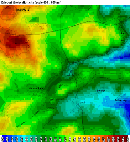 Driedorf elevation map