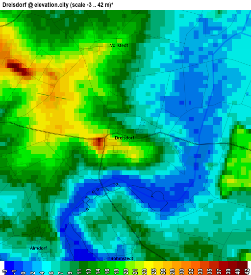 Drelsdorf elevation map