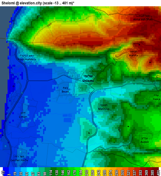 Shelomi elevation map