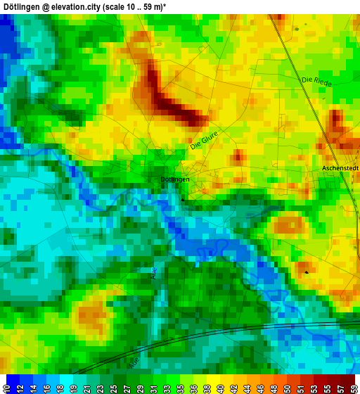 Dötlingen elevation map