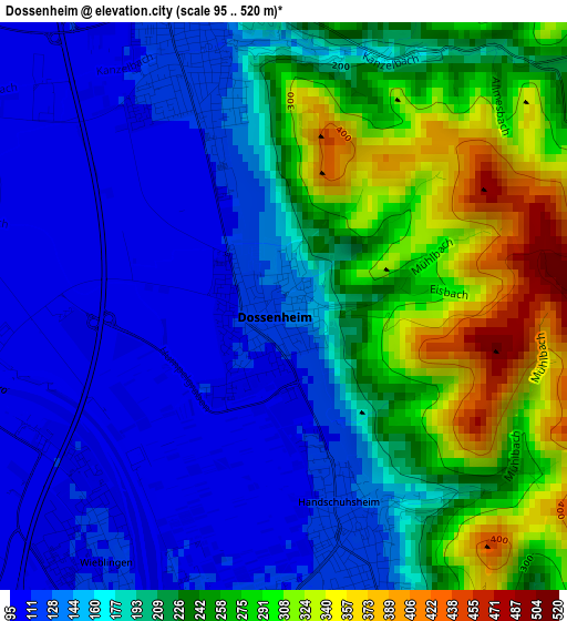 Dossenheim elevation map