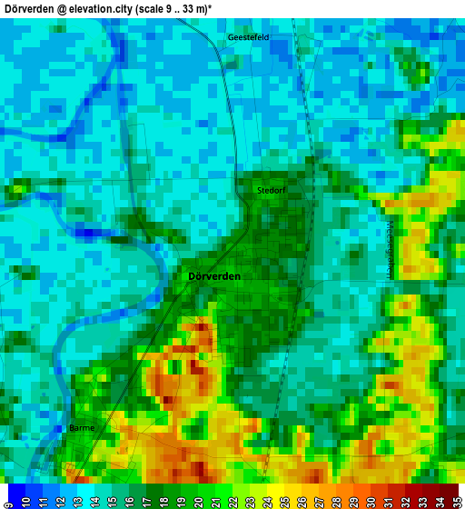 Dörverden elevation map