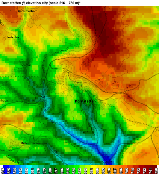 Dornstetten elevation map