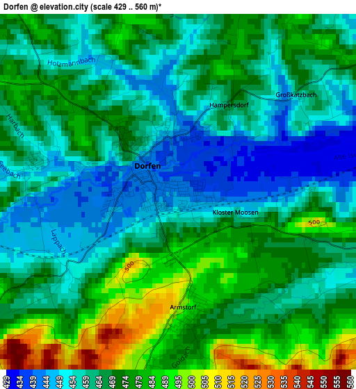 Dorfen elevation map