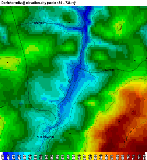 Dorfchemnitz elevation map