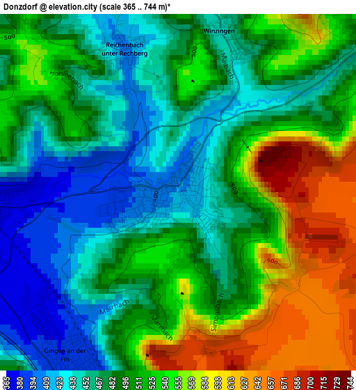 Donzdorf elevation map