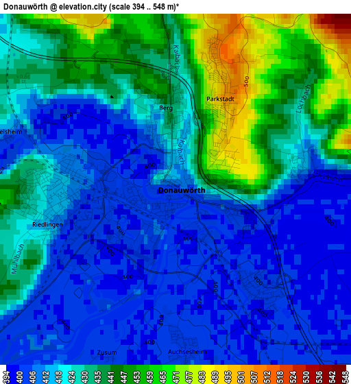 Donauwörth elevation map