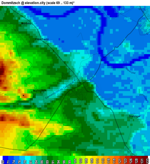 Dommitzsch elevation map