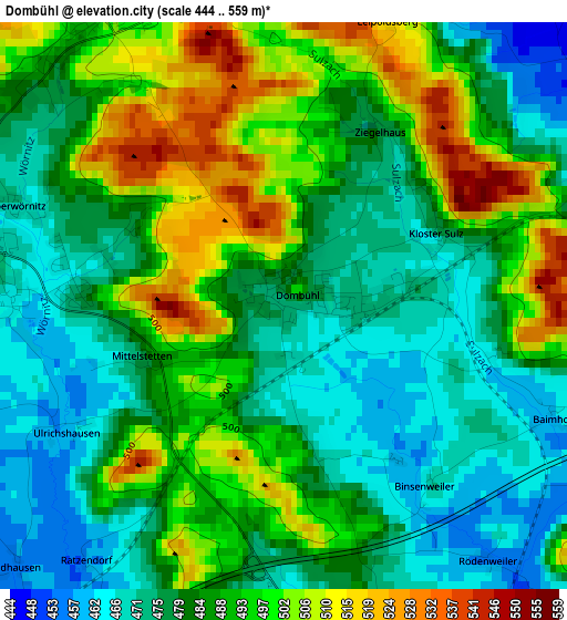 Dombühl elevation map