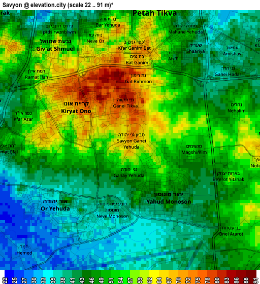 Savyon elevation map