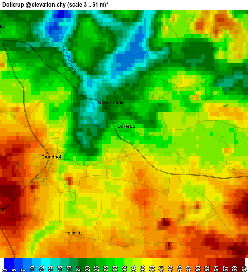 Dollerup elevation map