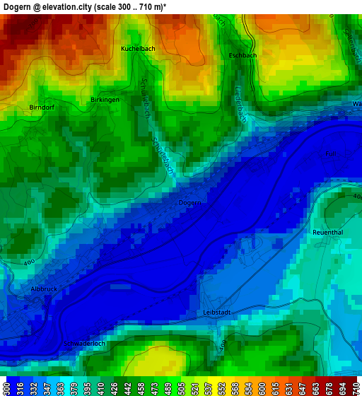 Dogern elevation map