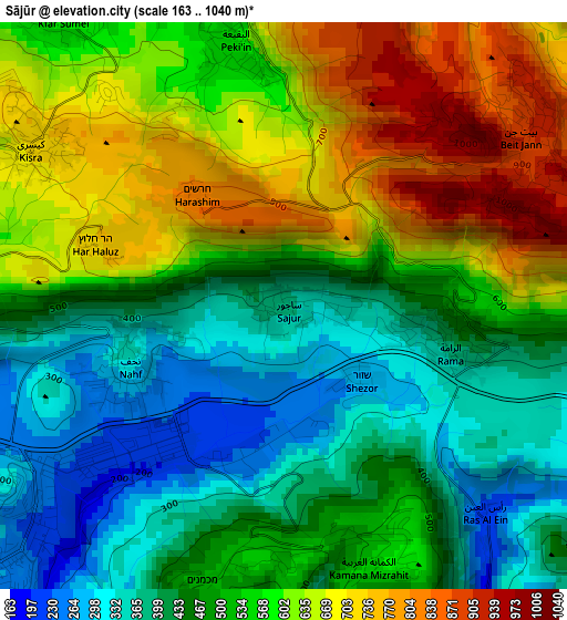 Sājūr elevation map