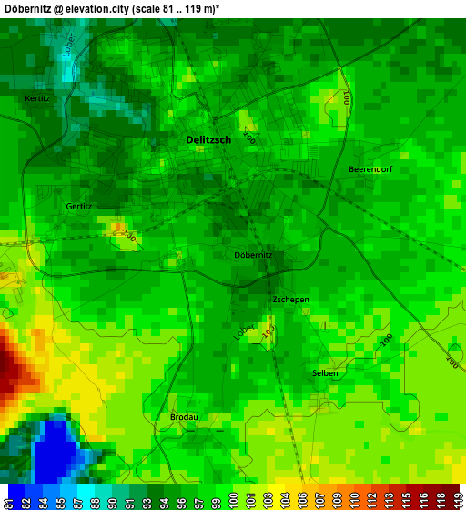 Döbernitz elevation map