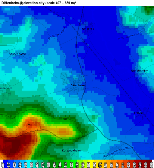 Dittenheim elevation map