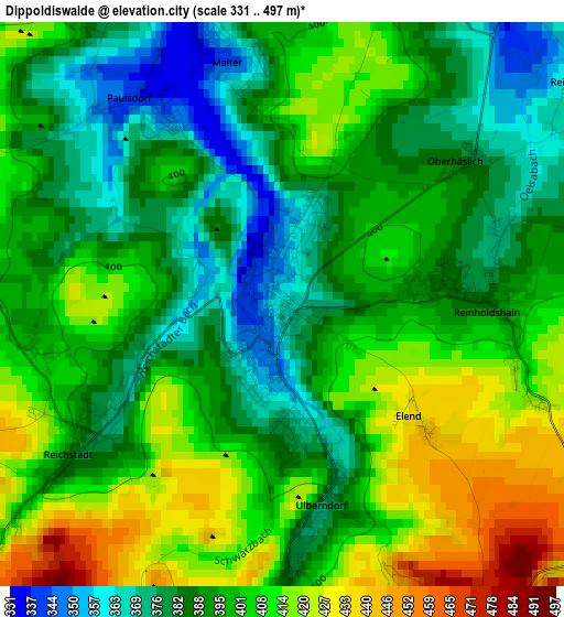 Dippoldiswalde elevation map