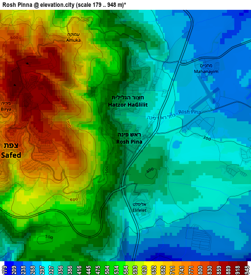 Rosh Pinna elevation map