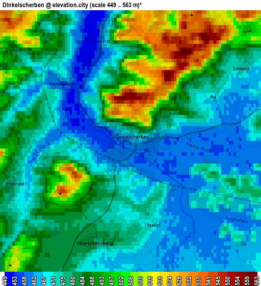 Dinkelscherben elevation map