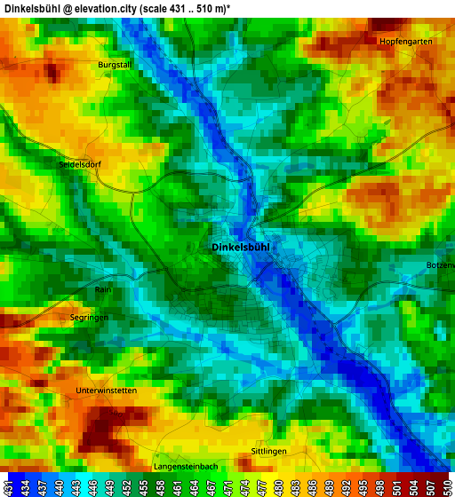 Dinkelsbühl elevation map