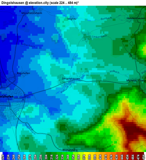 Dingolshausen elevation map