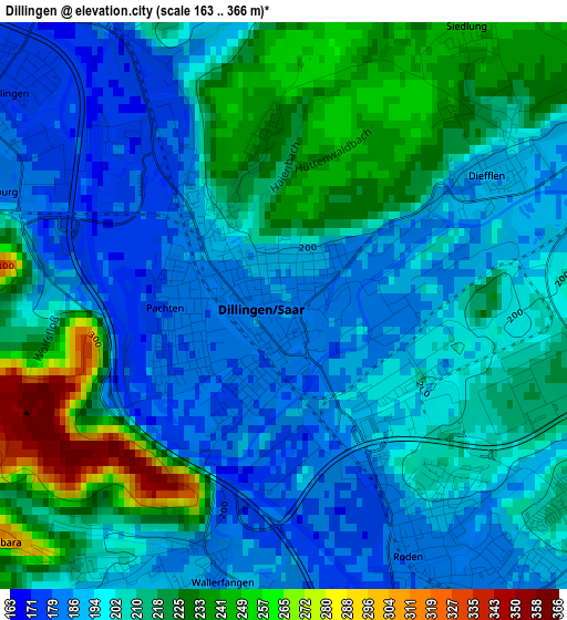 Dillingen elevation map