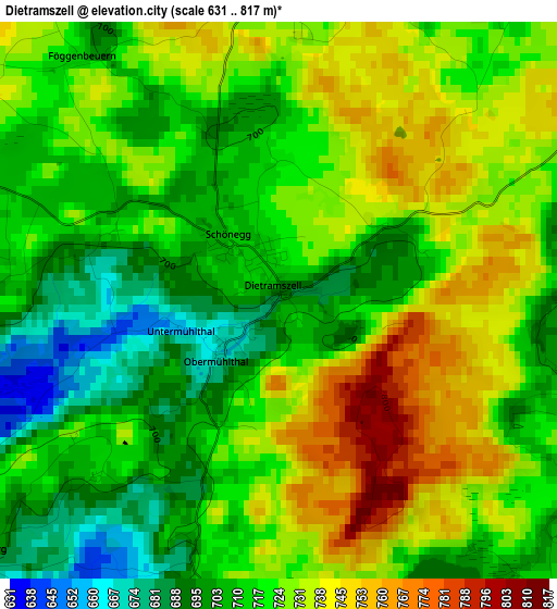 Dietramszell elevation map