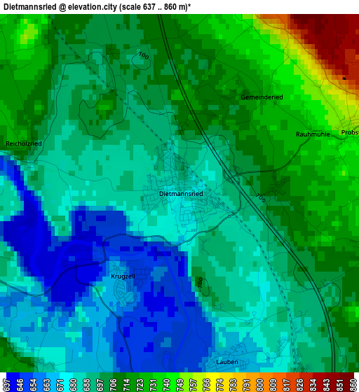 Dietmannsried elevation map