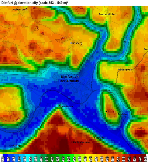 Dietfurt elevation map