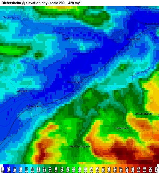 Dietersheim elevation map