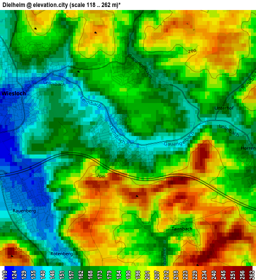 Dielheim elevation map