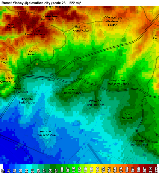 Ramat Yishay elevation map