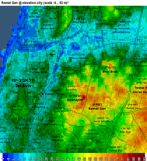 Ramat Gan elevation map