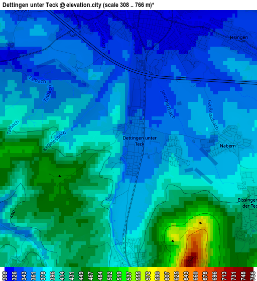 Dettingen unter Teck elevation map