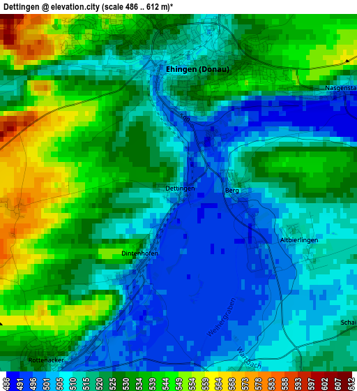 Dettingen elevation map
