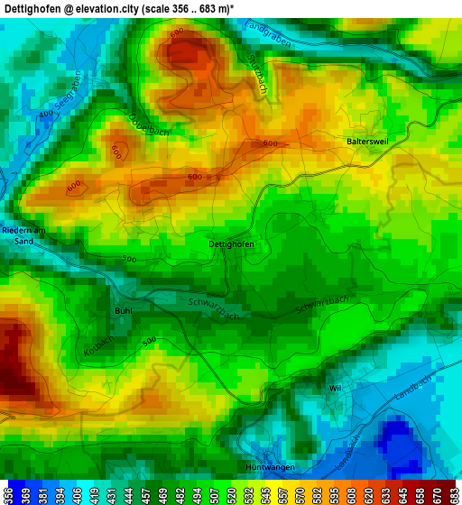 Dettighofen elevation map