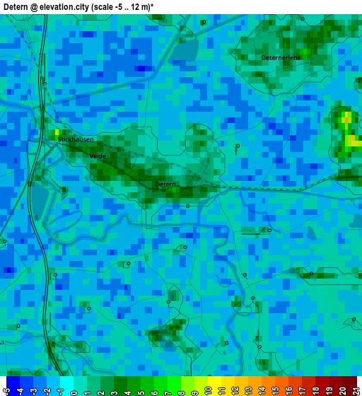 Detern elevation map