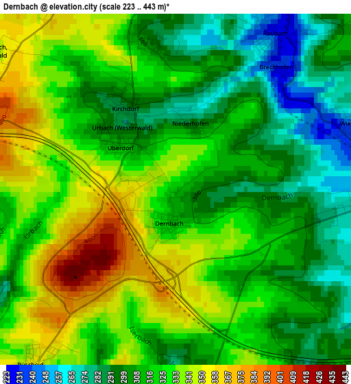 Dernbach elevation map