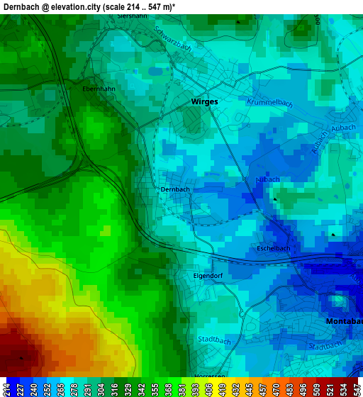 Dernbach elevation map