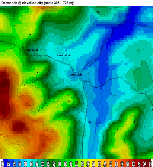 Dermbach elevation map