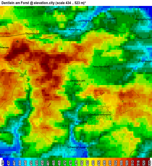 Dentlein am Forst elevation map