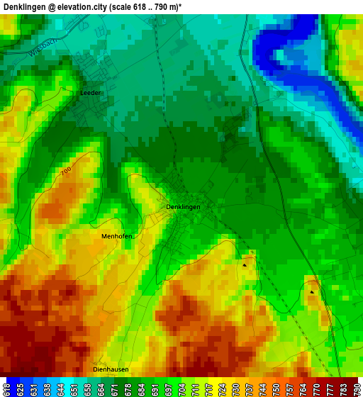 Denklingen elevation map