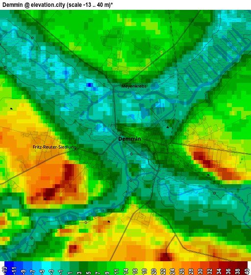 Demmin elevation map