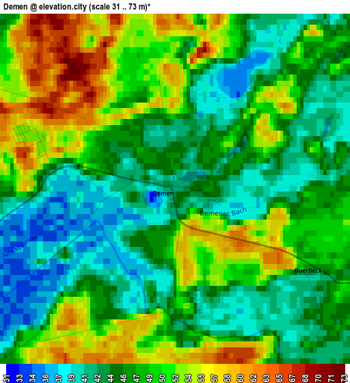 Demen elevation map